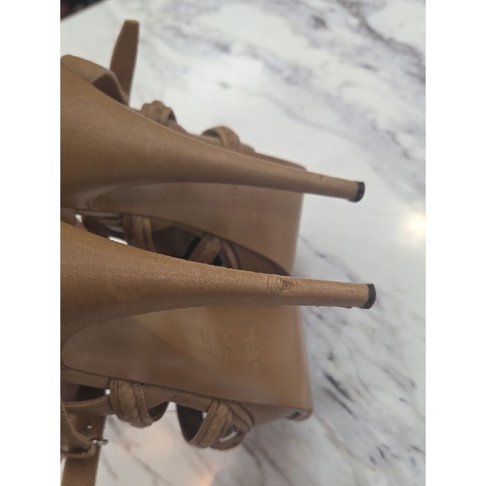 Yves Saint Laurent Tan Multi-Strap Platform Slingback Heels - Picture 5 of 15